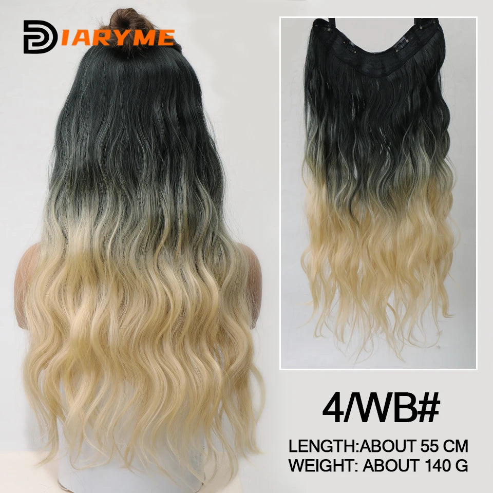 DM Synthetic Wigs Long Hair Pieces Invisible Clip in Hair Pad High Hair Pieces in Hair Extension Fluffy Natural Wig for Women