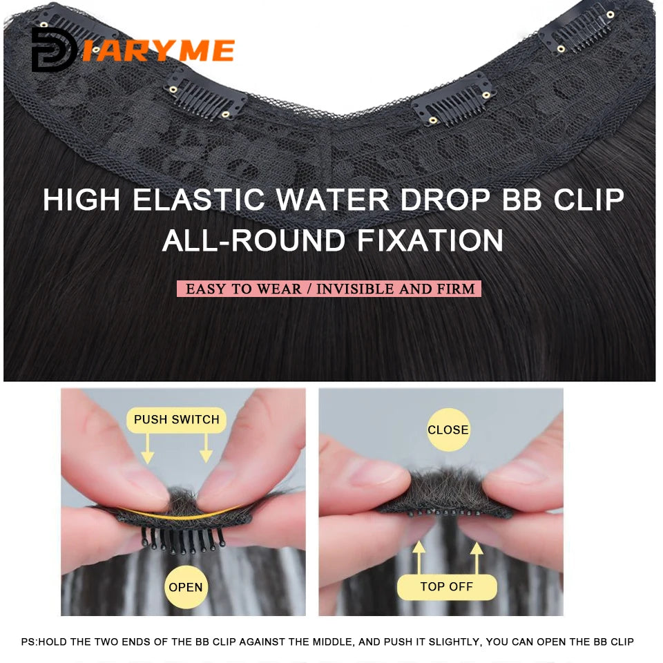 DM Synthetic Wigs Long Hair Pieces Invisible Clip in Hair Pad High Hair Pieces in Hair Extension Fluffy Natural Wig for Women