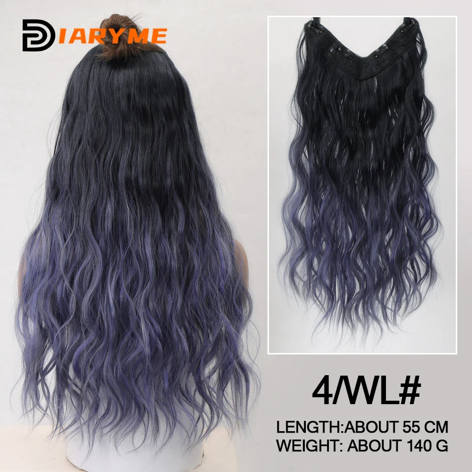 DM Synthetic Wigs Long Hair Pieces Invisible Clip in Hair Pad High Hair Pieces in Hair Extension Fluffy Natural Wig for Women