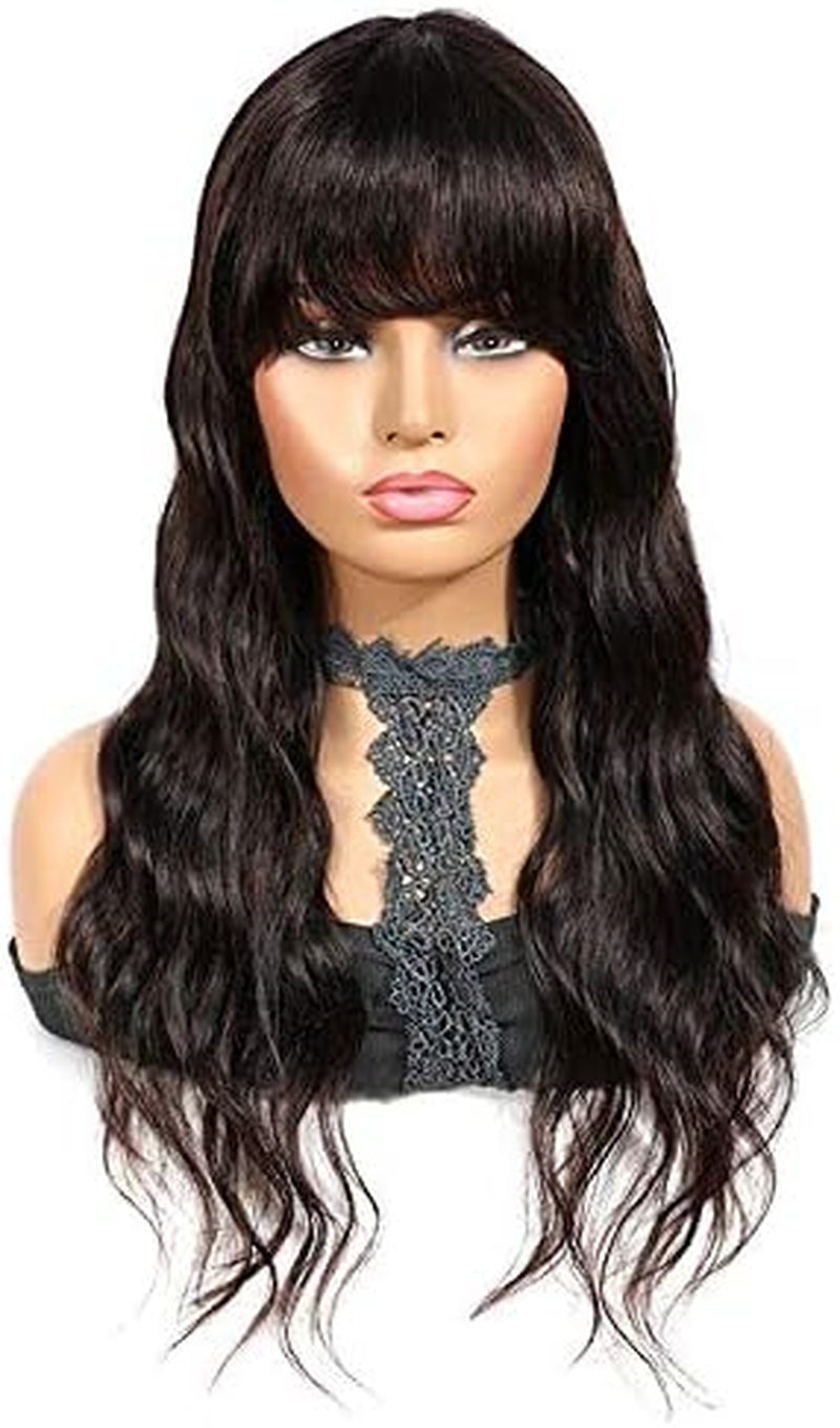 Hair Extensions Human Hair Wigs with Bangs Blond Brown Red Ombre Hair Wigs for Black Women Colored Full Machine Made Wig Hair Pieces (Density : 150%, Hair Color : T1B BURG)