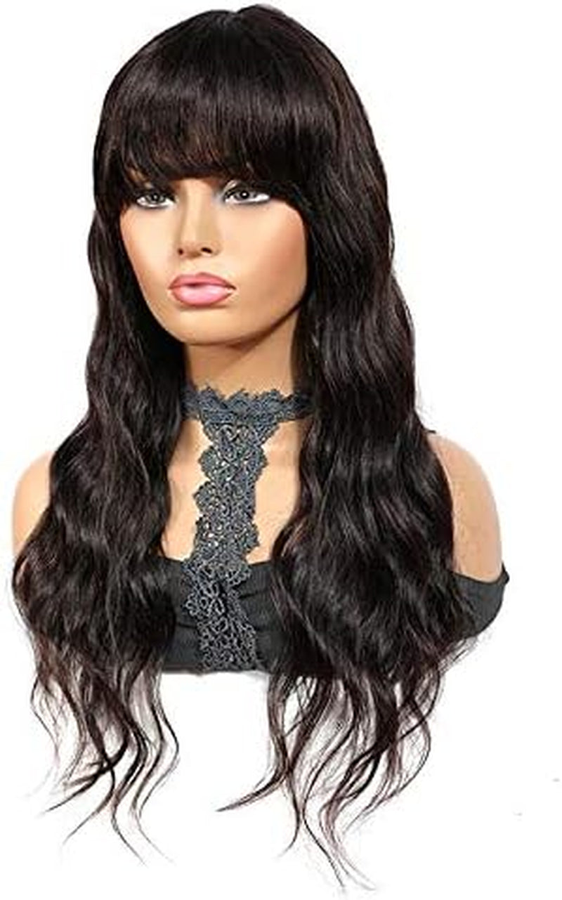 Hair Extensions Human Hair Wigs with Bangs Blond Brown Red Ombre Hair Wigs for Black Women Colored Full Machine Made Wig Hair Pieces (Density : 150%, Hair Color : T1B BURG)