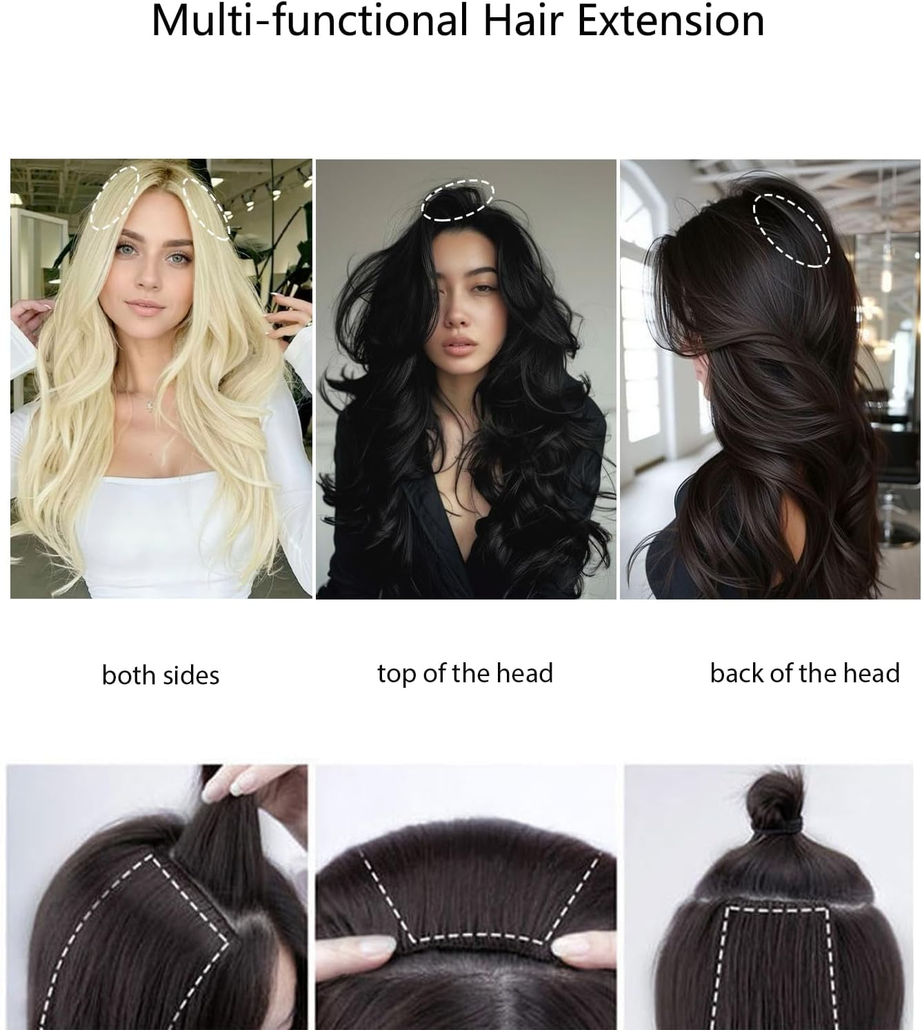 Hair Extensions Clip in 2PCS Black Brown 8 Inch Short Straight Synthetic Hair Pieces for Women Hair Volumizing
