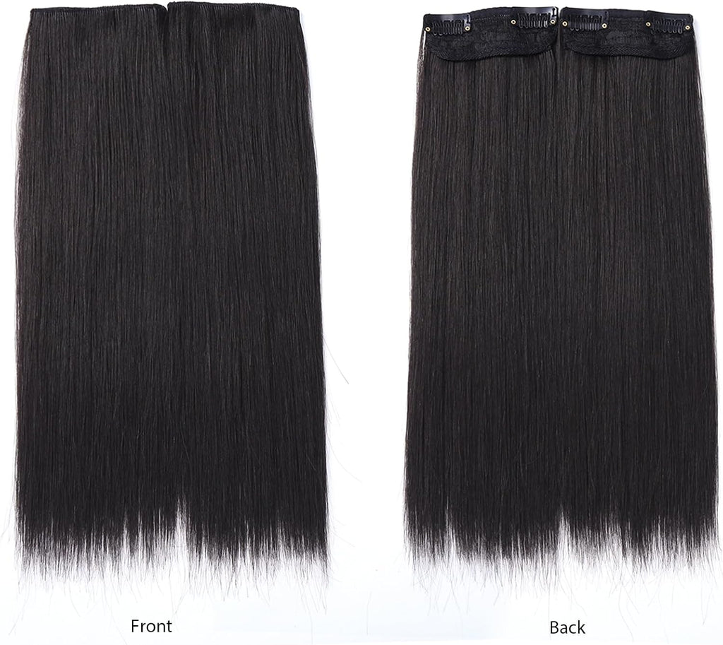 Hair Extensions Clip in 2PCS Black Brown 8 Inch Short Straight Synthetic Hair Pieces for Women Hair Volumizing