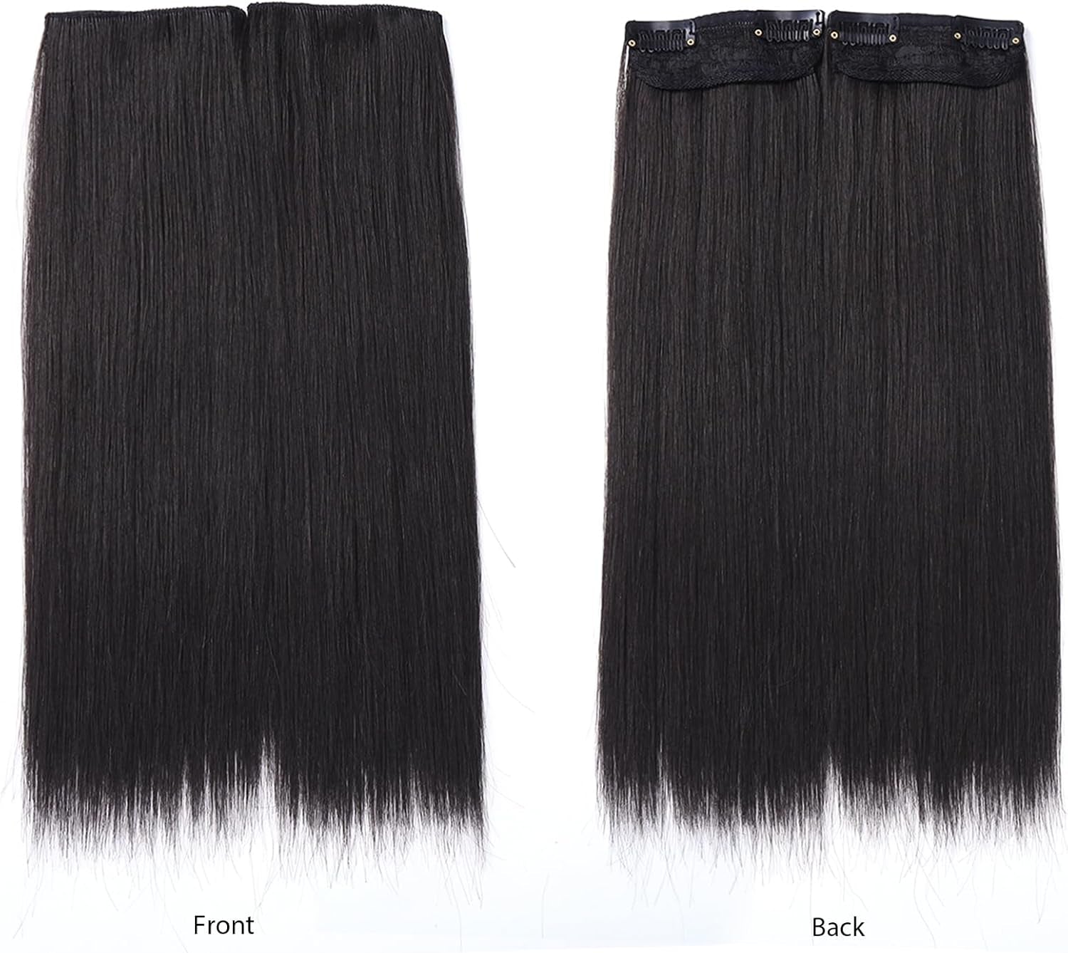 Hair Extensions Clip in 2PCS Black Brown 8 Inch Short Straight Synthetic Hair Pieces for Women Hair Volumizing