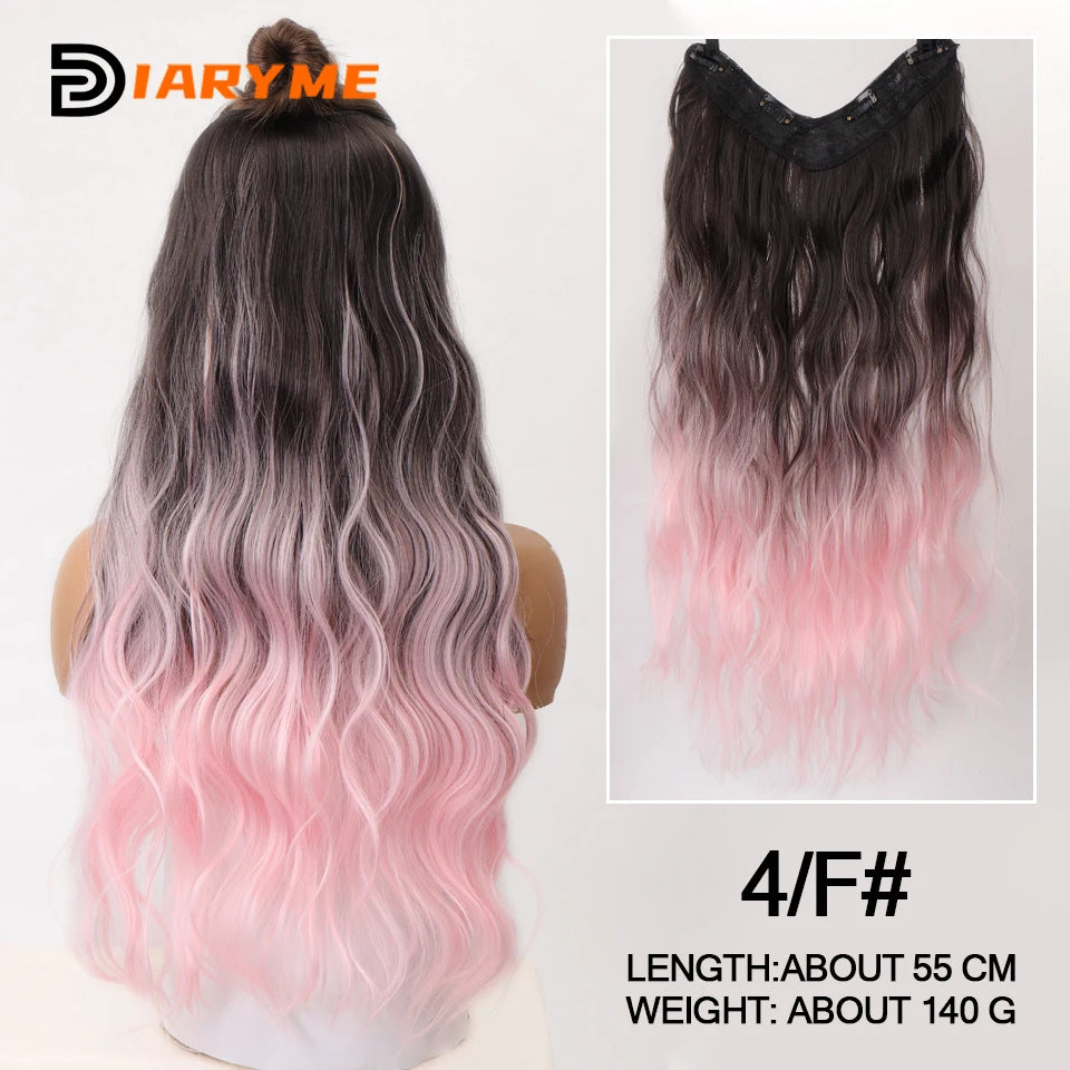 DM Synthetic Wigs Long Hair Pieces Invisible Clip in Hair Pad High Hair Pieces in Hair Extension Fluffy Natural Wig for Women