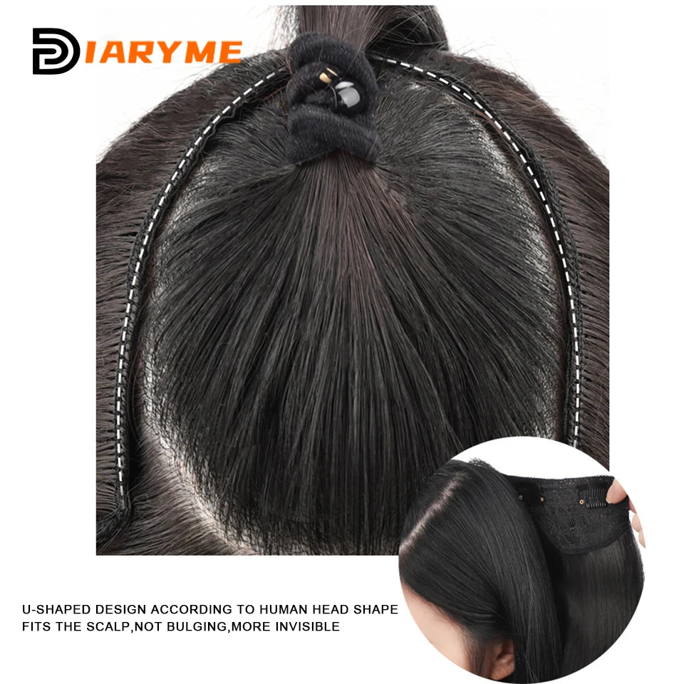 DM Synthetic Wigs Long Hair Pieces Invisible Clip in Hair Pad High Hair Pieces in Hair Extension Fluffy Natural Wig for Women